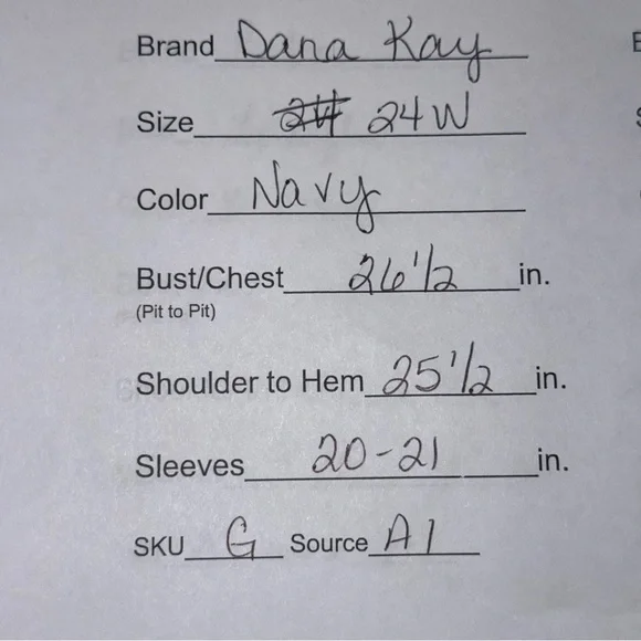 Dana Kay Navy Sheer Ruffle Blouse Rosette Front 3/4 Sleeve Plus 24W - Picture 7 of 7